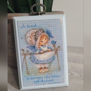 Hallmark Mary Hamilton Plaque Friendship girl w bluebirds Vintage 70s